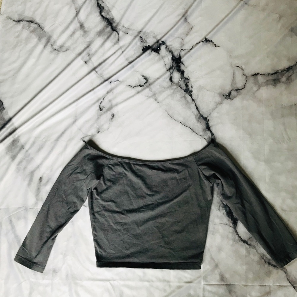 Gray off the shoulder Crop Top